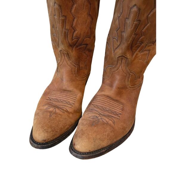 dan post marlboro leather western cowboy boots vintage round toe tan p2551 11 D main image 7